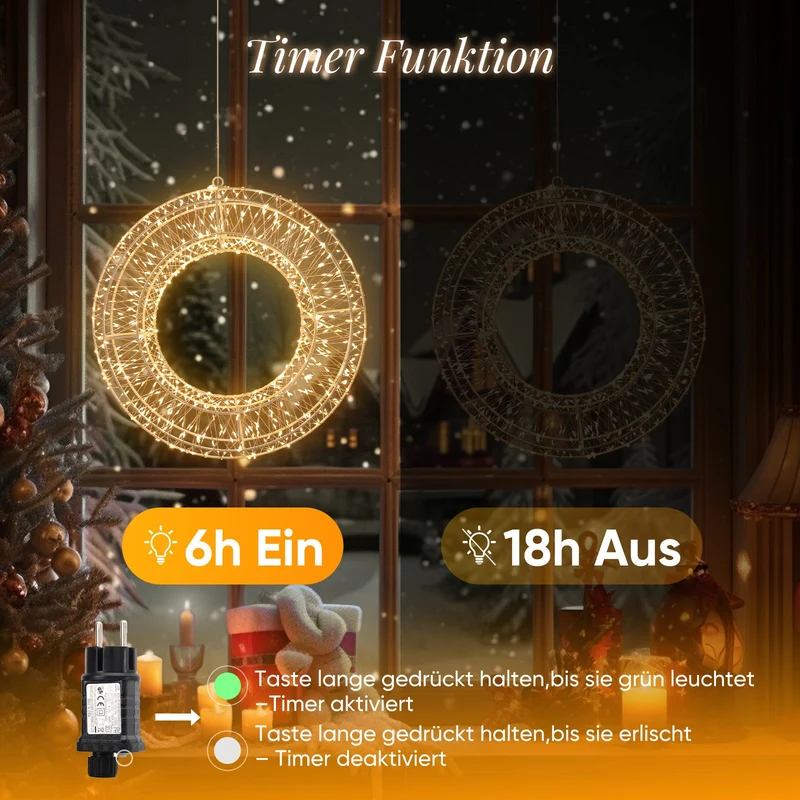 Salcar LED Lichtkranz Ø35cm & Ø55cm, 720-1440 LEDs, Metallkranz, Weihnachtsdeko Fenster & Tür, 8 Modi, Timer & Memory, IP44 Wasserdicht, Innen & Außen, Warmweiß