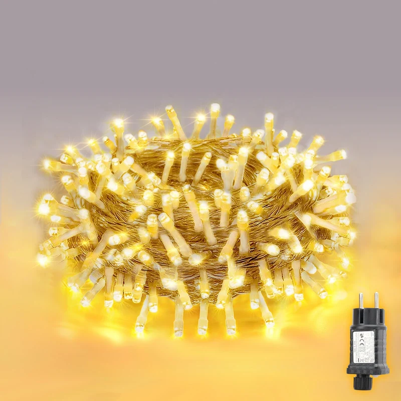 Salcar LED Lichterkette mit 5m/10m/15m/20m Länge – 50–300 LEDs, Fernbedienung, 8 Modi, Timer & IP44 Wasserdicht, für Weihnachtsdeko, Party, Hochzeit, Garten – Warmweiß