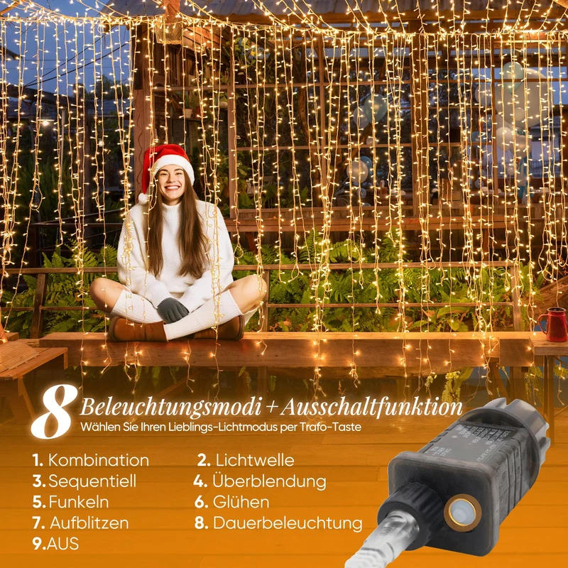 Salcar LED Lichterkette mit 5m/10m/15m/20m Länge – 50–300 LEDs, Fernbedienung, 8 Modi, Timer & IP44 Wasserdicht, für Weihnachtsdeko, Party, Hochzeit, Garten – Warmweiß