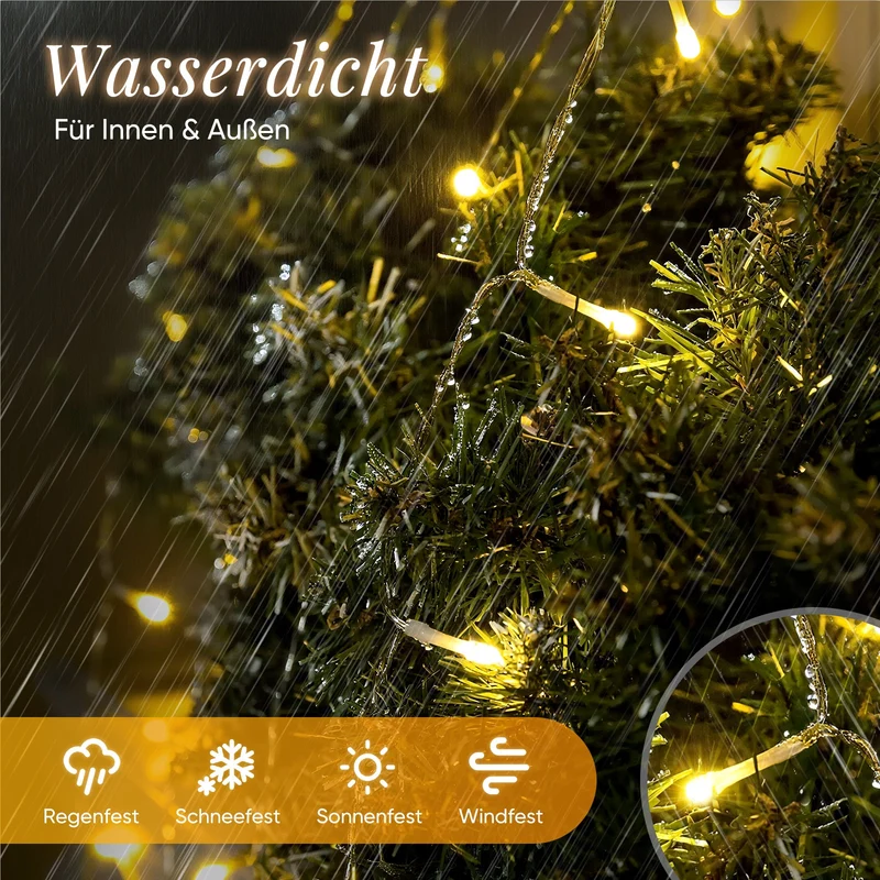 Salcar LED Lichterkette mit 5m/10m/15m/20m Länge – 50–300 LEDs, Fernbedienung, 8 Modi, Timer & IP44 Wasserdicht, für Weihnachtsdeko, Party, Hochzeit, Garten – Warmweiß