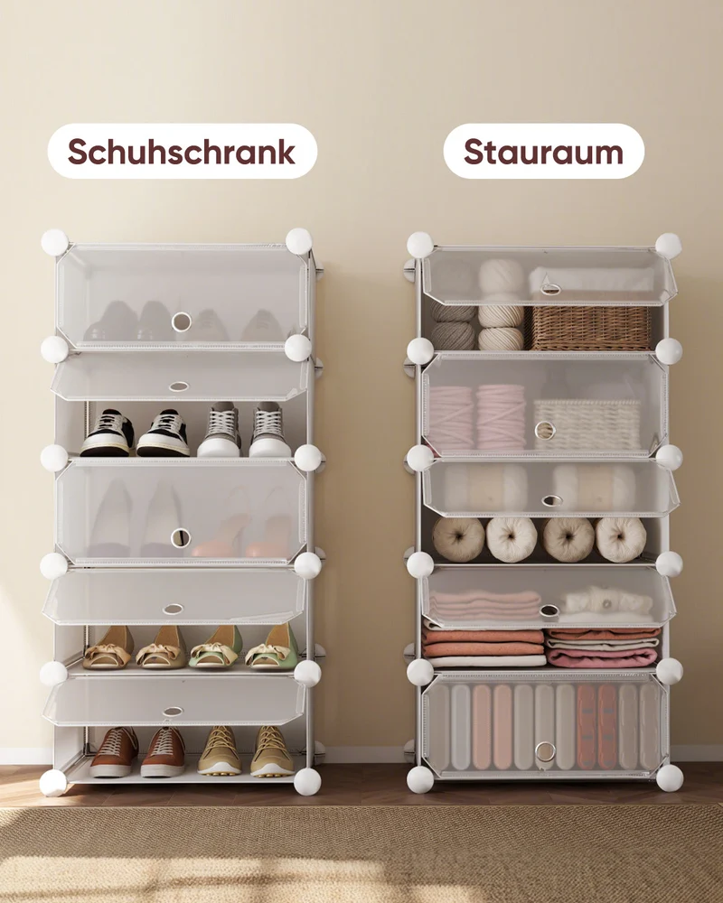 Sekey Schuhschrank mit 10 Fächern – Modularer Schuhorganizer für bis zu 20 Paar Schuhe, stabil & platzsparend, inkl. Hammer & Kippschutz