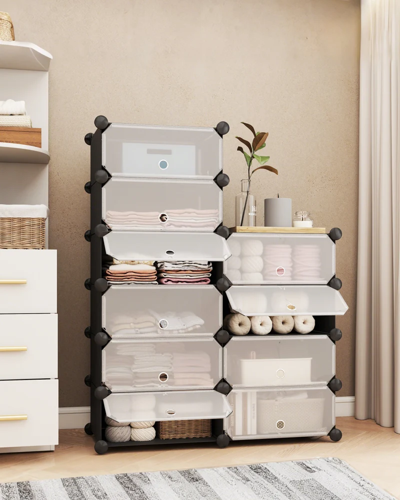 Sekey Schuhschrank mit 10 Fächern – Modularer Schuhorganizer für bis zu 20 Paar Schuhe, stabil & platzsparend, inkl. Hammer & Kippschutz