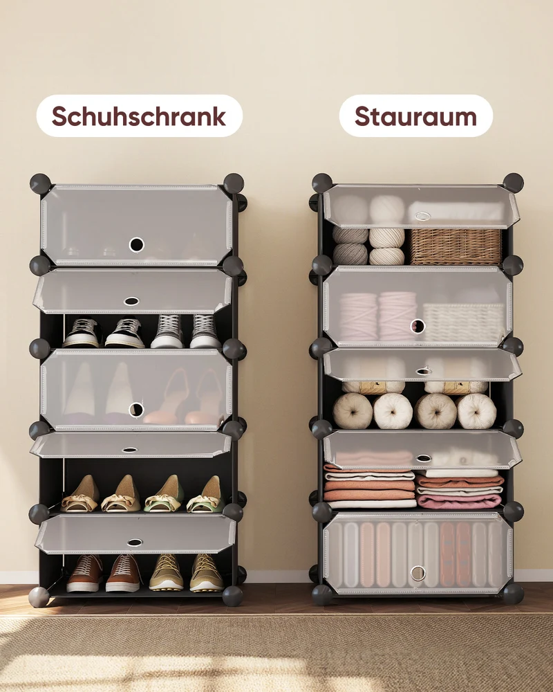 Sekey Schuhschrank mit 10 Fächern – Modularer Schuhorganizer für bis zu 20 Paar Schuhe, stabil & platzsparend, inkl. Hammer & Kippschutz