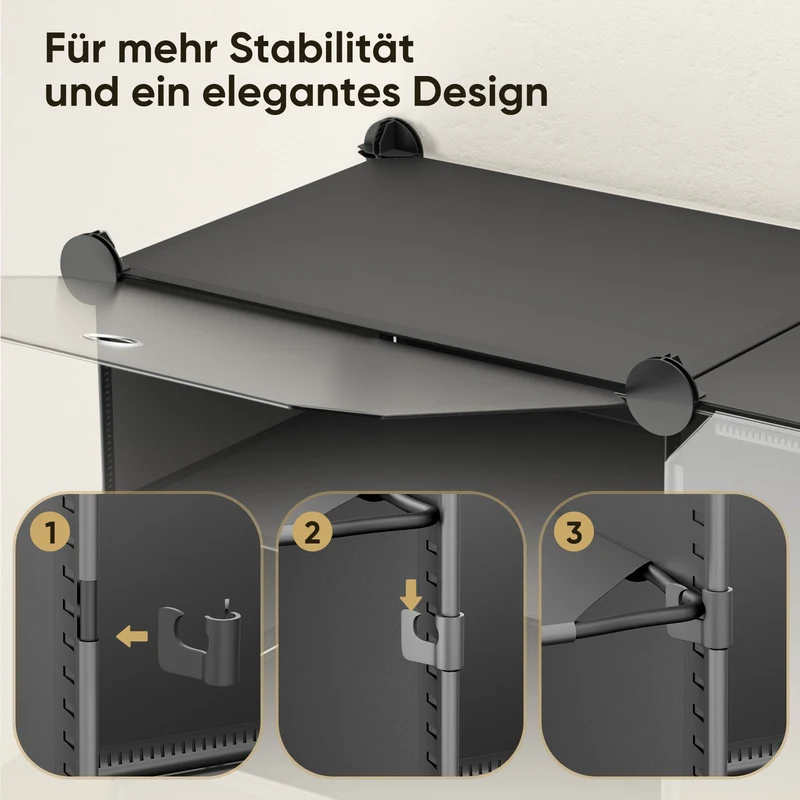 Sekey Schuhschrank Schwarz – Modulares Stecksystem, stabil & platzsparend, ideal für Flur & Kleiderschrank