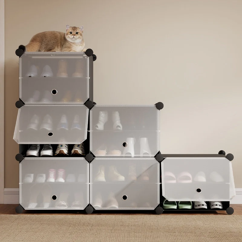 Sekey Schuhschrank Schwarz – Modulares Stecksystem, stabil & platzsparend, ideal für Flur & Kleiderschrank
