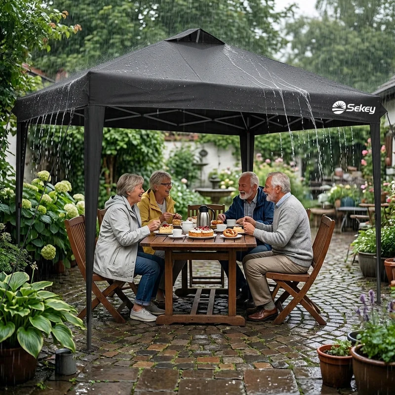 Sekey Pop Up Pavillon 3x3 m Wasserdicht & Winterfest – Faltpavillon mit One-Touch Aufbau, stabiler Gartenpavillon mit Belüftung, UV-Schutz 50+, Partyzelt inkl. Zubehör