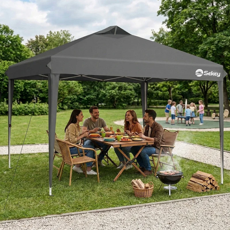 Sekey Pop Up Pavillon 3x3 m Wasserdicht & Winterfest – Faltpavillon mit One-Touch Aufbau, stabiler Gartenpavillon mit Belüftung, UV-Schutz 50+, Partyzelt inkl. Zubehör