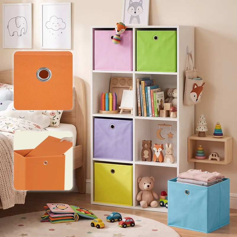 Sekey Aufbewahrungsboxen Stoff 6er Set 33x33x33 cm – Faltbare Ordnungsboxen für KALLAX Regal, Aufbewahrungswürfel mit Grifföse für Spielzeug, Kleidung und Bücher