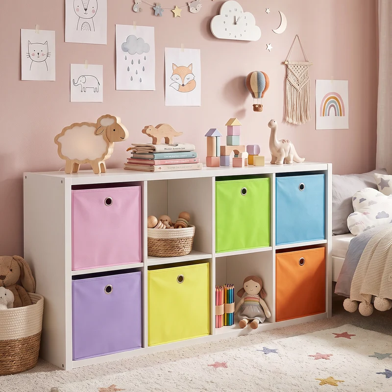 Sekey Aufbewahrungsboxen Stoff 6er Set 33x33x33 cm – Faltbare Ordnungsboxen für KALLAX Regal, Aufbewahrungswürfel mit Grifföse für Spielzeug, Kleidung und Bücher