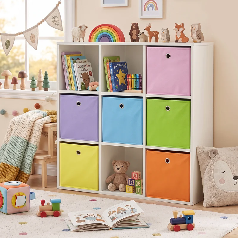 Sekey Aufbewahrungsboxen Stoff 6er Set 33x33x33 cm – Faltbare Ordnungsboxen für KALLAX Regal, Aufbewahrungswürfel mit Grifföse für Spielzeug, Kleidung und Bücher
