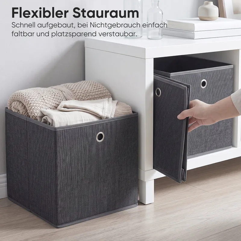 Sekey Aufbewahrungsboxen 6er Set 33 × 33 × 33 cm – Faltbare Stoffboxen mit Grifföse, stabile Ordnungsboxen für Kallax-Regale, Grau