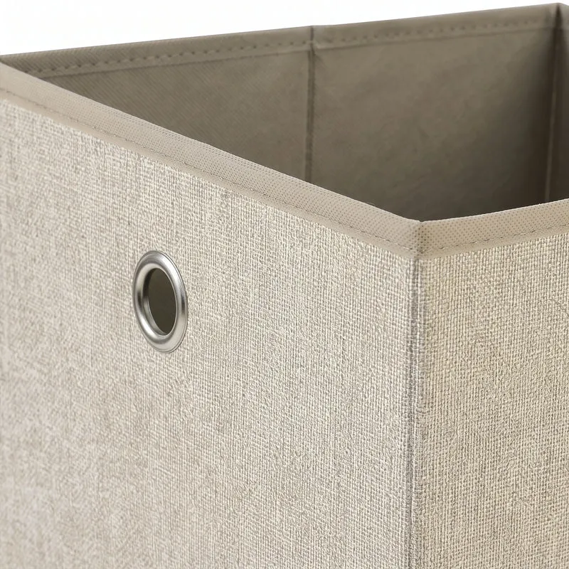 Sekey Aufbewahrungsboxen 6er Set 33 × 33 × 33 cm – Faltbare Stoffboxen mit Grifföse, stabile Ordnungsboxen für Kallax-Regale, Beige