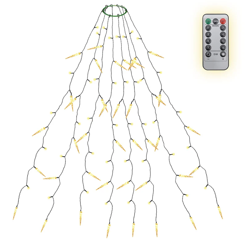 Salcar LED Lichterkette Weihnachtsbaum mit funkelnden Eiszapfen – Warm- & Kaltweiß, 11 Modi, Timer & Fernbedienung, IP44 wassergeschützt für Innen & Außen