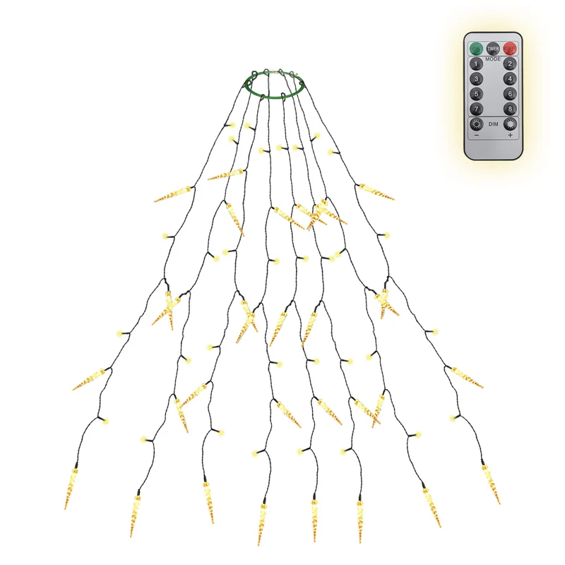 Salcar LED Lichterkette Weihnachtsbaum mit funkelnden Eiszapfen – Warm- & Kaltweiß, 11 Modi, Timer & Fernbedienung, IP44 wassergeschützt für Innen & Außen