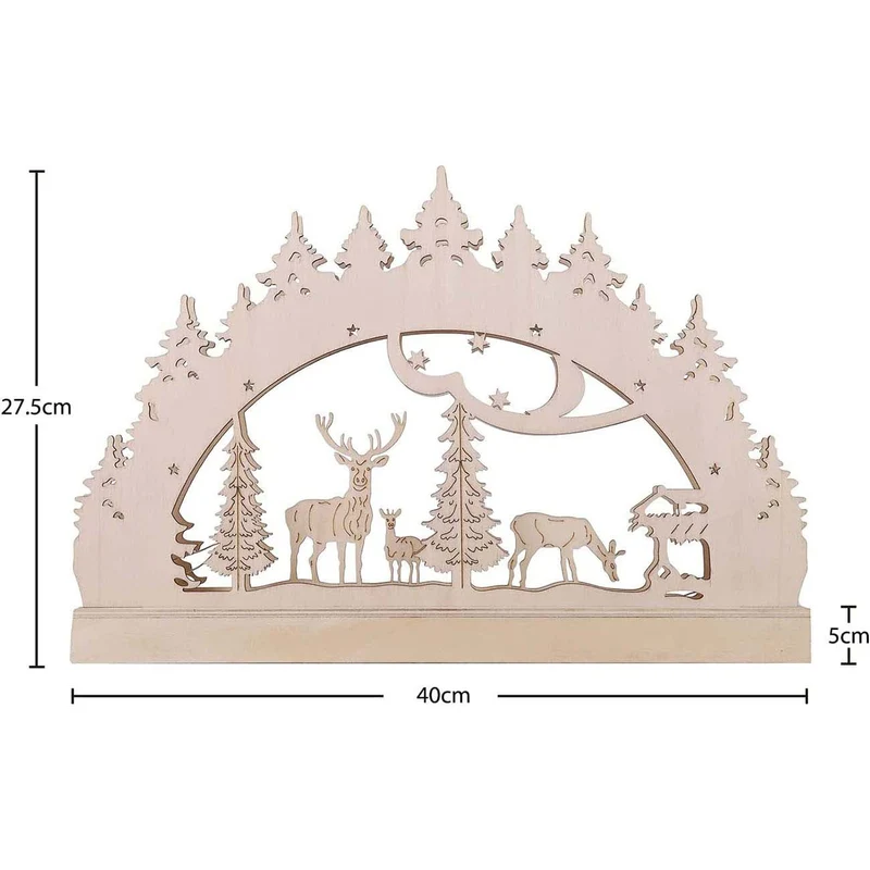 Salcar LED Schwibbogen Weihnachten mit 10 LEDs – Batteriebetriebener Holz-Lichterbogen, Warmweißes Licht, Weihnachtsdeko für Innen, Fenster & Tisch