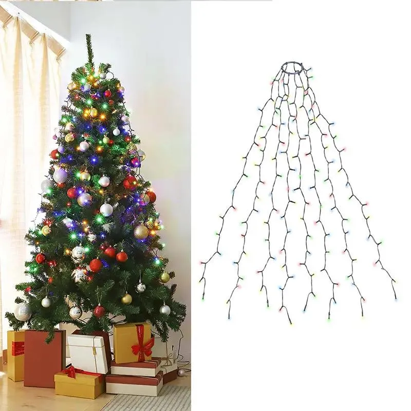Salcar 1.5 m LED Lichterkette für Weihnachtsbaum, mit 8 Strängen, 200 LEDs