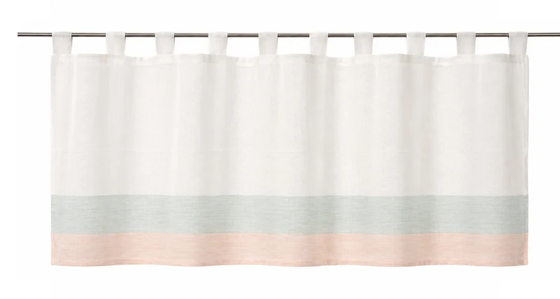 Design Scheibengardine weiß rose mint HxB 50x140cm 4022