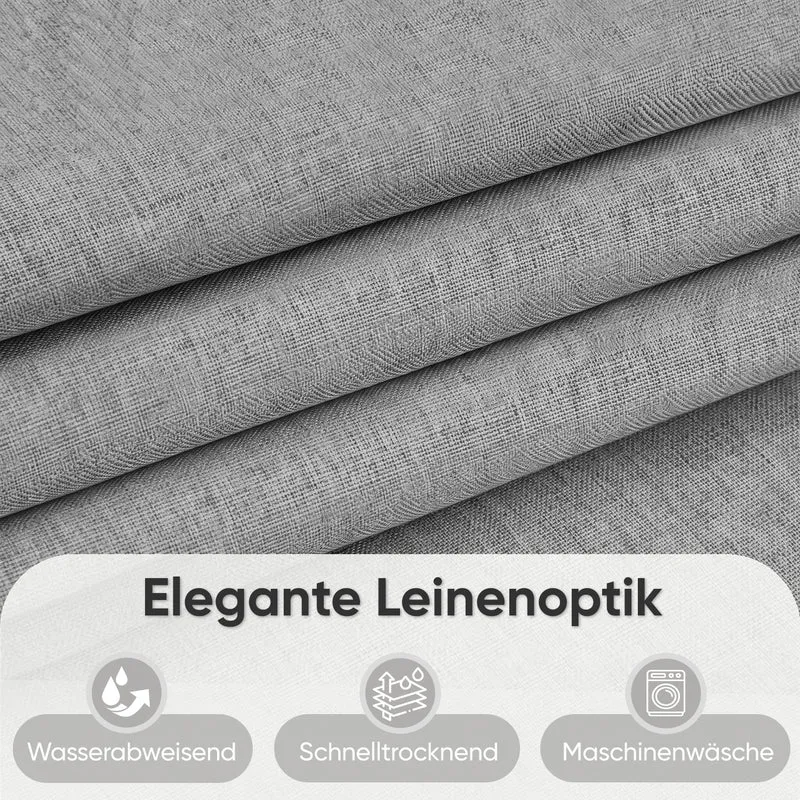 Sekey Hellgrau Duschvorhang 180 × 200 cm, Textil Badewannenvorhang in Leinenoptik, Wasserabweisend & Waschbar, 100 % Polyester, mit Beschwerungsband & 12 Edelstahlringen