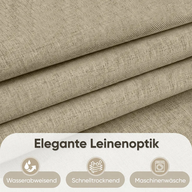 Sekey Hellbraun Duschvorhang 180 × 200 cm, Textil Badewannenvorhang in Leinenoptik, Wasserabweisend & Waschbar, 100 % Polyester, mit Beschwerungsband & 12 Edelstahlringen