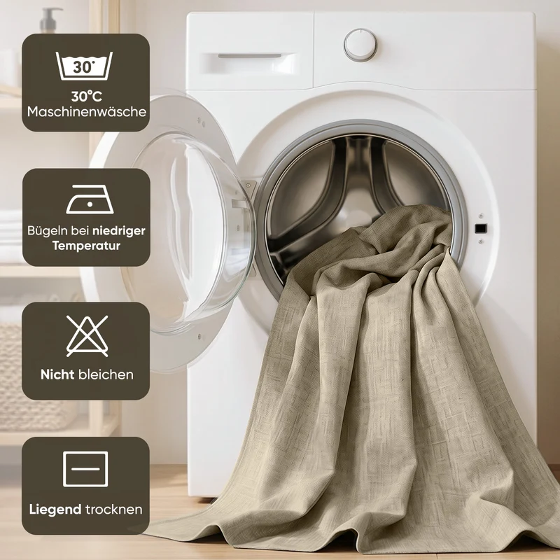 Sekey Hellbraun Duschvorhang 180 × 200 cm, Textil Badewannenvorhang in Leinenoptik, Wasserabweisend & Waschbar, 100 % Polyester, mit Beschwerungsband & 12 Edelstahlringen