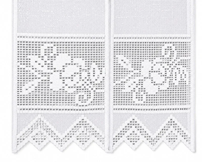 Nach Maß Scheibengardine Jacquard Bistrogardine Landhaus Rose in 3 versch. Höhen