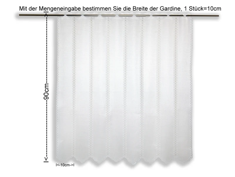 Nach Maß Scheibengardine weiß Höhe 30/45/60/90cm 7002