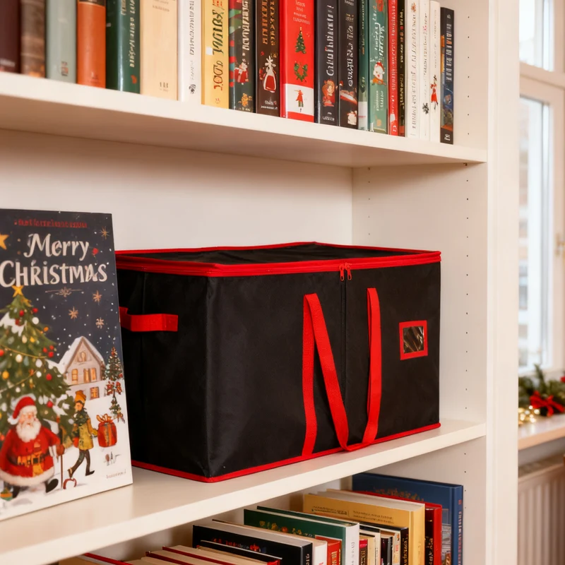 Salcar Schwarze Aufbewahrungsbox für 128 Weihnachtskugeln Faltbare Christbaumkugel-Box 64,8×32,3×34,2 cm mit 128 Fächern, Tragegriffen & Doppelreißverschluss