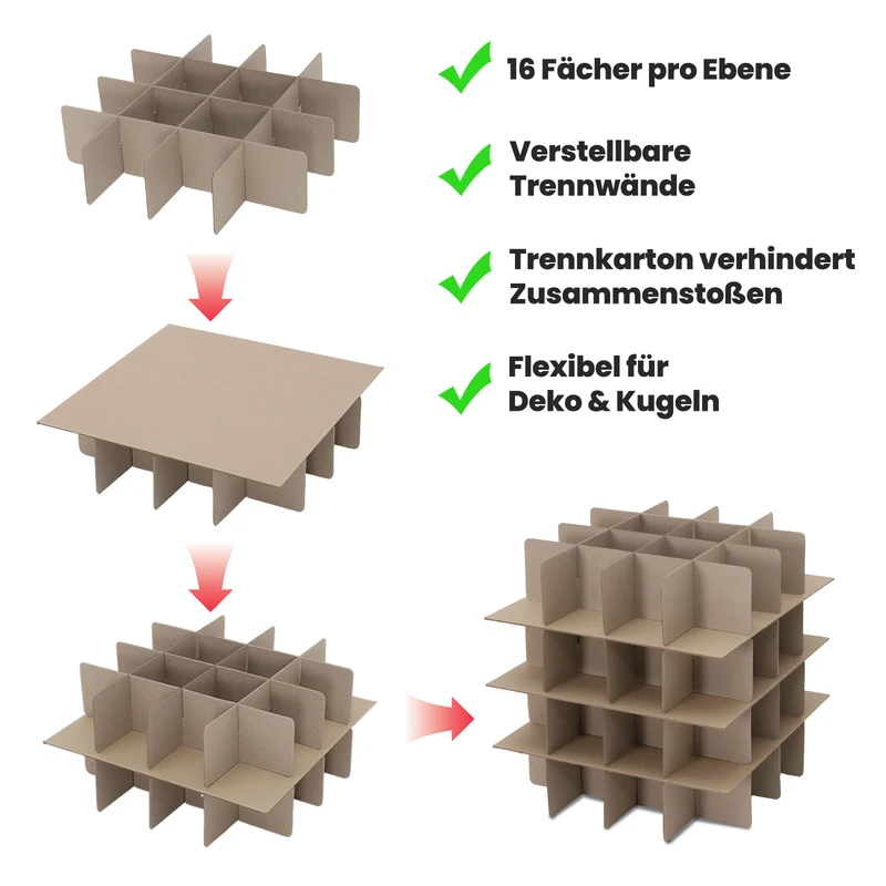 Salcar Schwarze Aufbewahrungsbox für 128 Weihnachtskugeln Faltbare Christbaumkugel-Box 64,8×32,3×34,2 cm mit 128 Fächern, Tragegriffen & Doppelreißverschluss