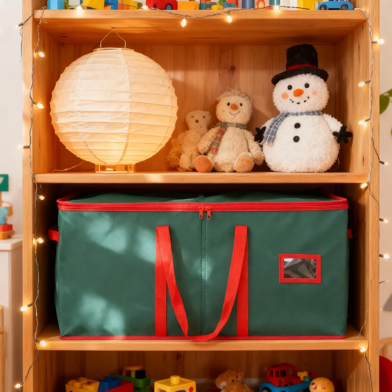 Salcar Grüne Aufbewahrungsbox für 128 Weihnachtskugeln – Faltbare Christbaumkugel-Box 64,8×32,3×34,2 cm mit 128 Fächern, Tragegriffen & Doppelreißverschluss