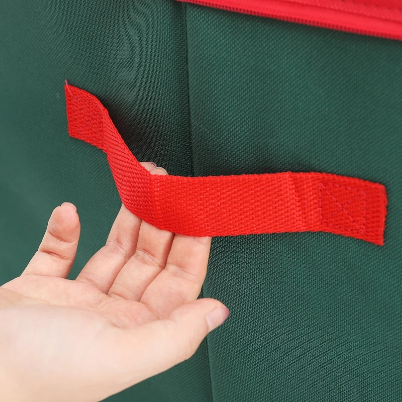 Salcar Grüne Aufbewahrungsbox für 128 Weihnachtskugeln – Faltbare Christbaumkugel-Box 64,8×32,3×34,2 cm mit 128 Fächern, Tragegriffen & Doppelreißverschluss
