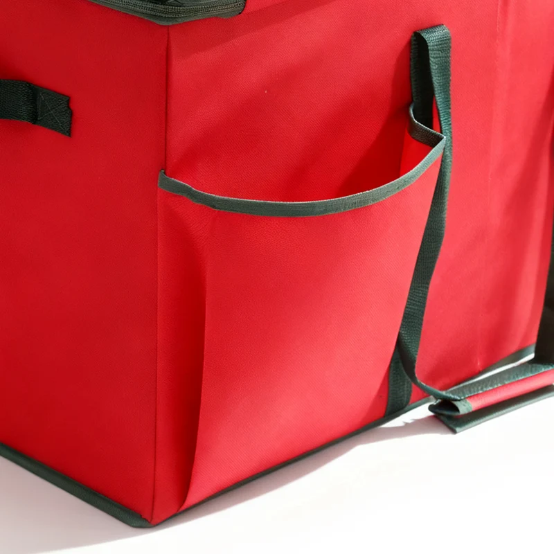 Salcar Rote Aufbewahrungsbox für 128 Weihnachtskugeln – Faltbare Christbaumkugel-Box 64,8×32,3×34,2 cm mit 128 Fächern, Tragegriffen & Doppelreißverschluss