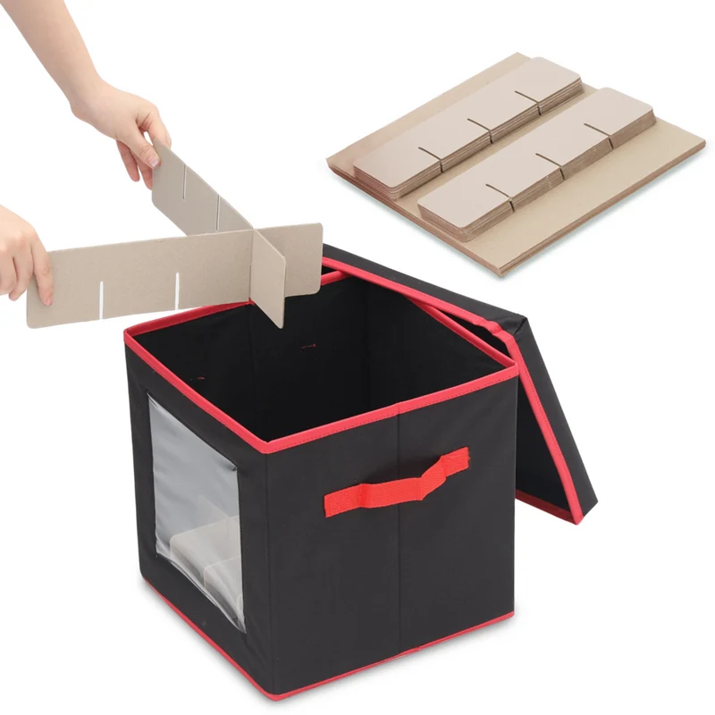 Salcar Aufbewahrungsbox Schwarz für 64 Weihnachtskugeln – Faltbare Weihnachtsdeko-Box 30,5 cm mit Fächern & flexiblen Trennwänden