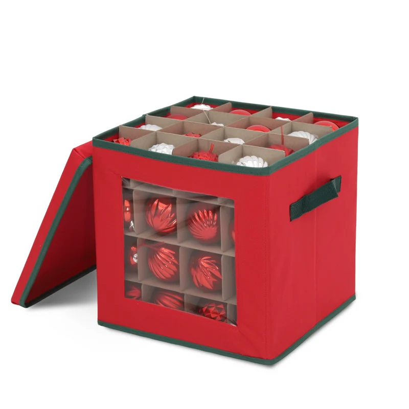 Salcar Aufbewahrungsbox für 64 Weihnachtskugeln – Faltbare Weihnachtsdeko-Box 30,5 cm mit Fächern & flexiblen Trennwänden, Transparentes Sichtfenster