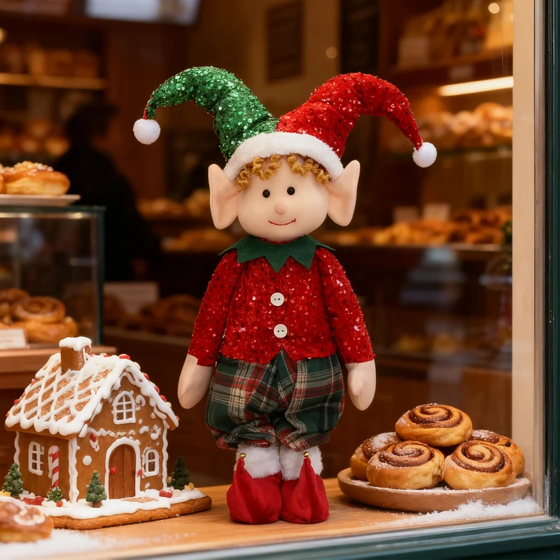 Salcar Weihnachtsjunge 60–90 cm – Stehende Weihnachtsfigur mit teleskopierbaren Beinen, Rote Kleidung & Zipfelmütze, Weihnachtsdeko für Wohnzimmer & Kinderzimmer