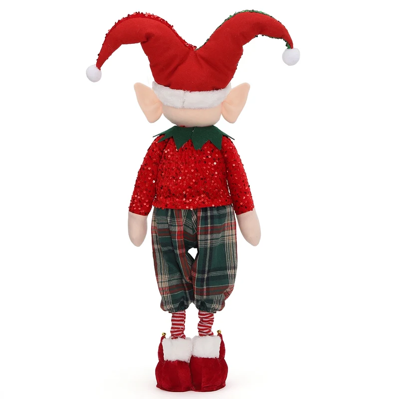 Salcar Weihnachtsjunge 60–90 cm – Stehende Weihnachtsfigur mit teleskopierbaren Beinen, Rote Kleidung & Zipfelmütze, Weihnachtsdeko für Wohnzimmer & Kinderzimmer