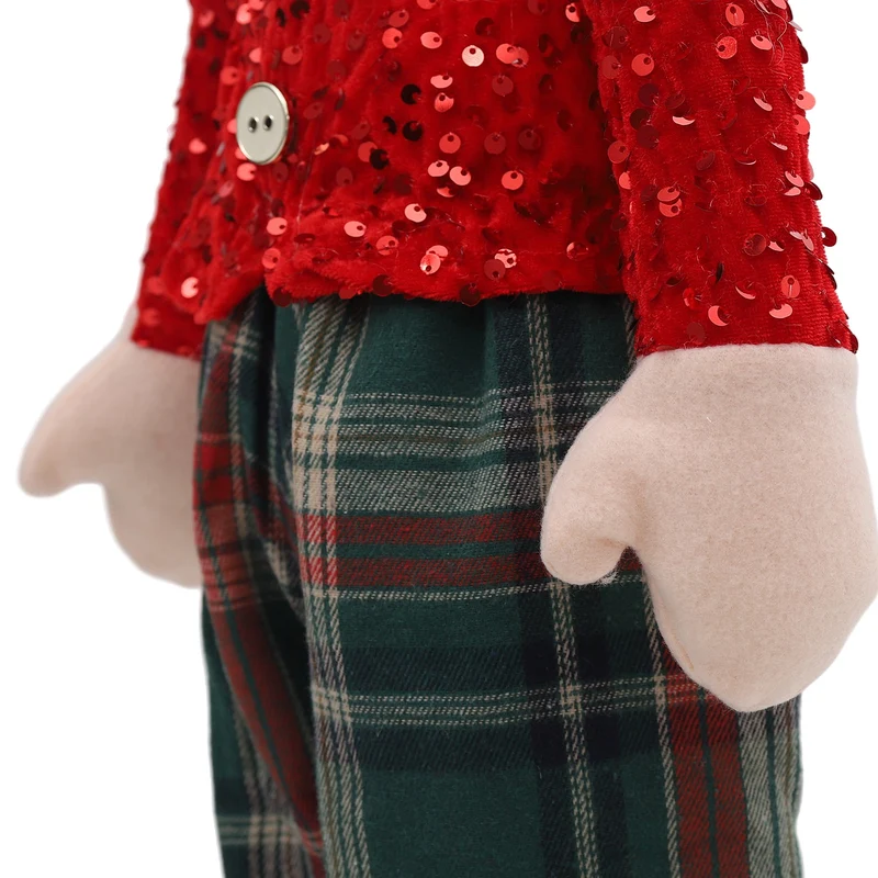Salcar Weihnachtsjunge 60–90 cm – Stehende Weihnachtsfigur mit teleskopierbaren Beinen, Rote Kleidung & Zipfelmütze, Weihnachtsdeko für Wohnzimmer & Kinderzimmer