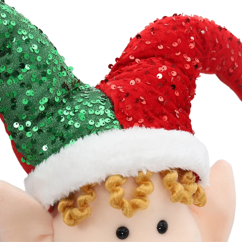 Salcar Weihnachtsjunge 60–90 cm – Stehende Weihnachtsfigur mit teleskopierbaren Beinen, Rote Kleidung & Zipfelmütze, Weihnachtsdeko für Wohnzimmer & Kinderzimmer