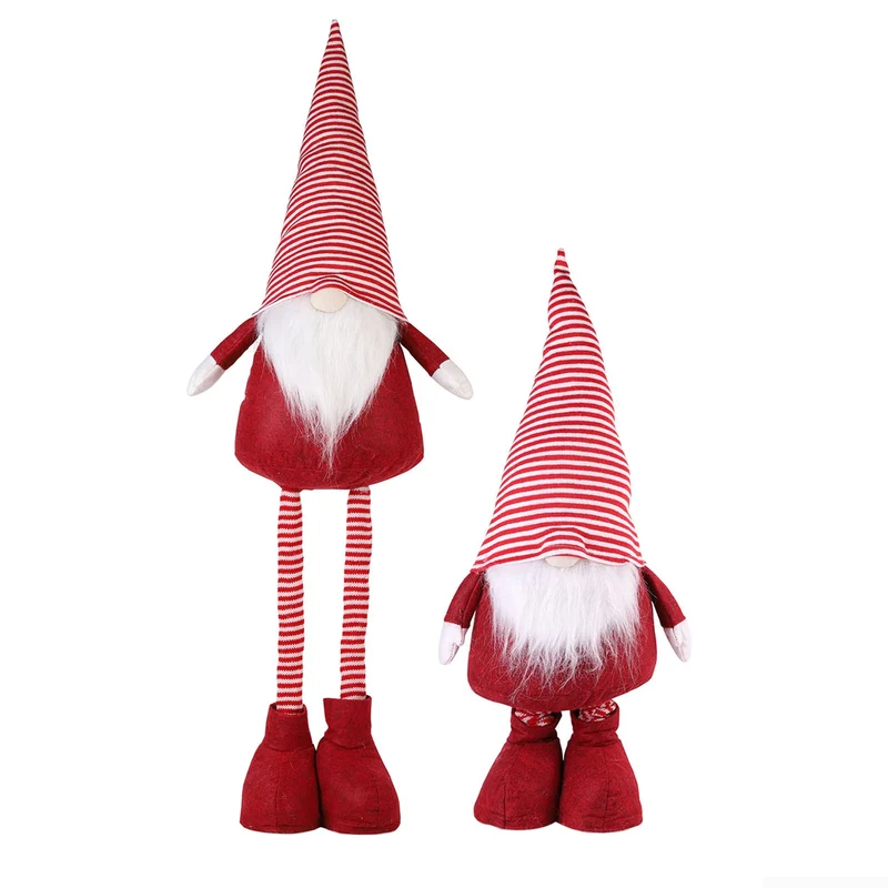 Salcar Weihnachtsdeko Wichtel XL – Großer Deko-Gnom aus Filz, höhenverstellbar von 60–92 cm, Teleskopbeine, perfektes Geschenk zu Weihnachten & Thanksgiving – Rot