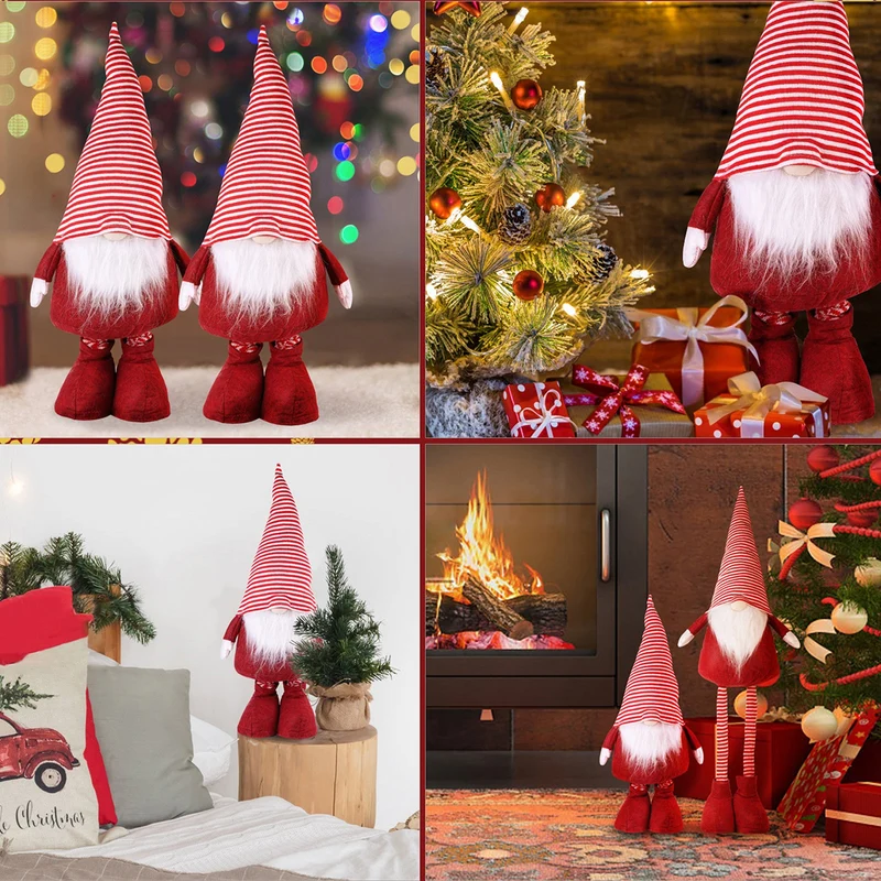 Salcar Weihnachtsdeko Wichtel XL – Großer Deko-Gnom aus Filz, höhenverstellbar von 60–92 cm, Teleskopbeine, perfektes Geschenk zu Weihnachten & Thanksgiving – Rot