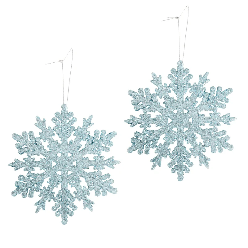 Salcar 24 Stück Schneeflocken Weihnachtsdeko Blau – Glitter Schneeflocken Anhänger Ø10cm, Wiederverwendbarer Weihnachtsbaumschmuck für Winter & Festtage