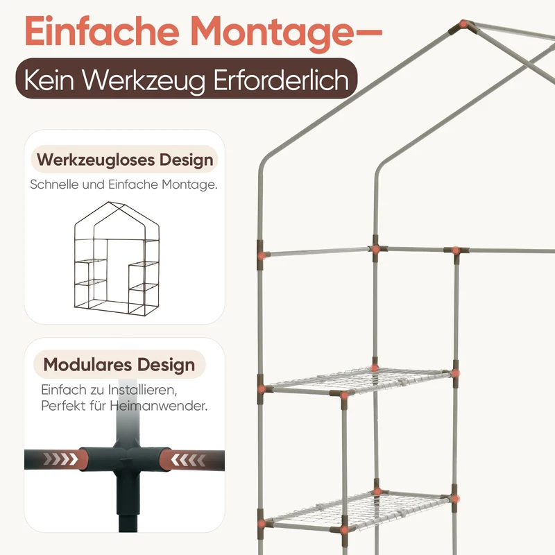 Sekey XL Foliengewächshaus 200×145×75 cm Stabiles Balkon-Gewächshaus mit 4 Regalböden für gesundes Pflanzenwachstum
