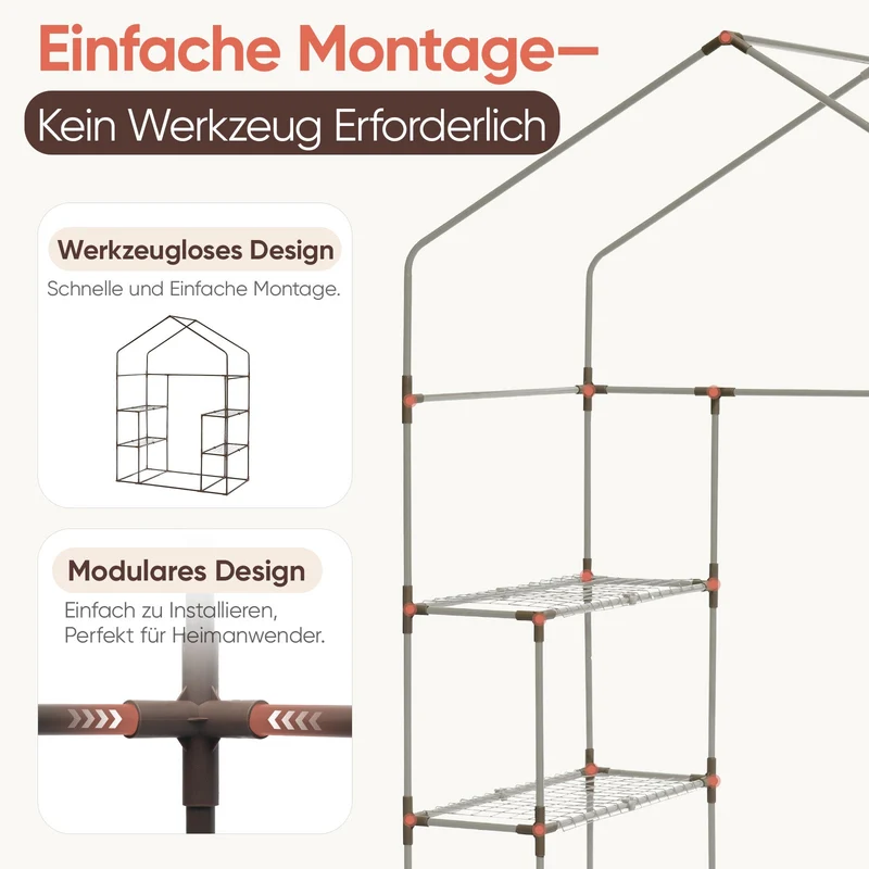 Sekey XL Foliengewächshaus 200×145×75 cm Stabiles Balkon-Gewächshaus mit 4 Regalböden für gesundes Pflanzenwachstum