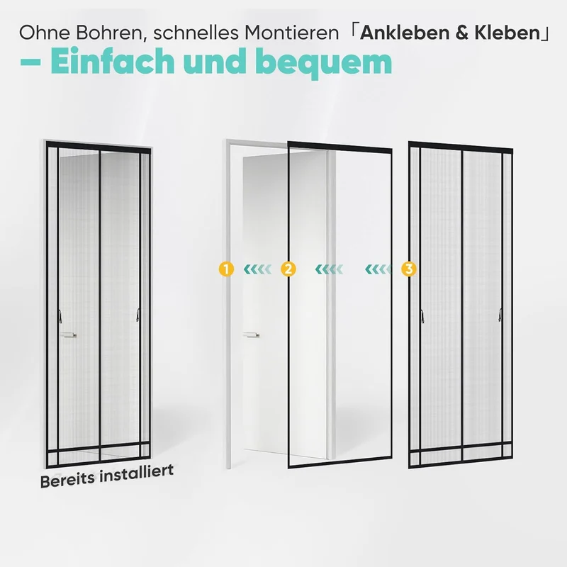 Sekey Fliegengitter für Balkontüren – Magnetisch, Zuschneidbar & Ohne Bohren | Insektenschutz Tür für Balkon, Terrasse & Schlafzimmer, Schwarz