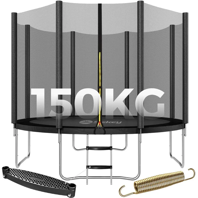Sekey Trampolin Ø 366 cm für Garten – TÜV/GS-zertifiziertes Outdoor Trampolin mit Sicherheitsnetz, W-Beinen & Leiter – wetterfest & kindersicher, bis 150 kg belastbar
