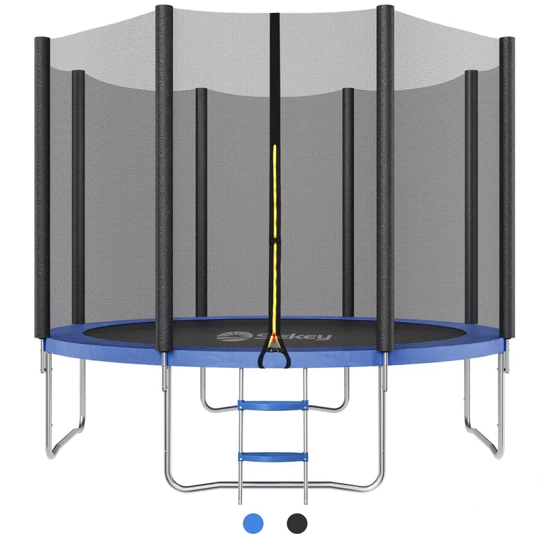 Sekey Trampolin Ø 305 cm für den Garten – TÜV/GS-zertifiziertes Outdoor Trampolin mit Sicherheitsnetz, W-Beinen & Leiter – bis 150 kg belastbar, wetterfest & kindersicher