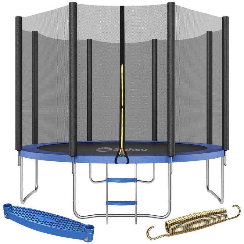 Sekey Trampolin Ø 305 cm für den Garten – TÜV/GS-zertifiziertes Outdoor Trampolin mit Sicherheitsnetz, W-Beinen & Leiter – bis 150 kg belastbar, wetterfest & kindersicher