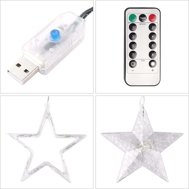 Salcar Christbaumbeleuchtung 1,5 m mit Ring – LED Weihnachtsbaum Lichterkette mit 148 LEDs, 8 Sternen, Fernbedienung & 9 Lichtmodi, Warmweiß, USB, für 0,8–2,3 m Weihnachtsbäume