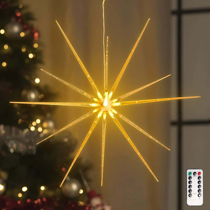 Salcar 3D LED Weihnachtsstern Beleuchtet – 48 cm Leuchtstern mit Fernbedienung, 8 Lichtmodi, Warmweiß, Batteriebetrieben, IP44, Weihnachtsdeko für Fenster, Haus & Garten