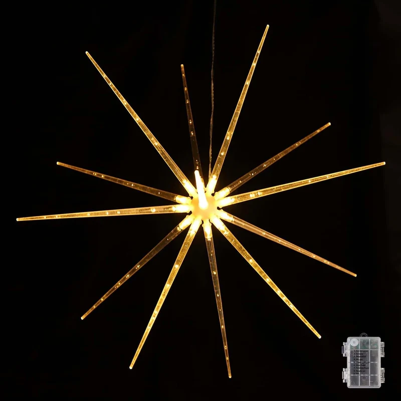Salcar 3D LED Weihnachtsstern Beleuchtet – 48 cm Leuchtstern mit Fernbedienung, 8 Lichtmodi, Warmweiß, Batteriebetrieben, IP44, Weihnachtsdeko für Fenster, Haus & Garten