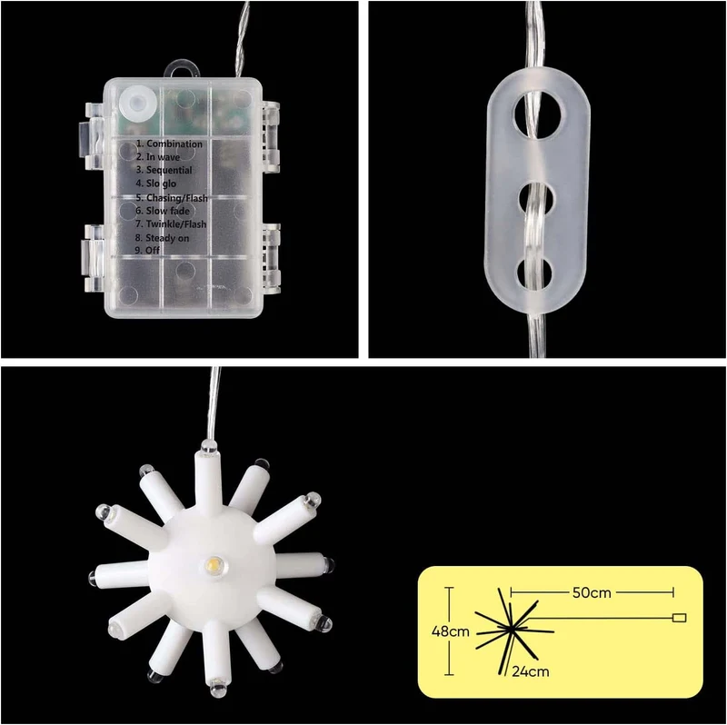 Salcar 3D LED Weihnachtsstern Beleuchtet – 48 cm Leuchtstern mit Fernbedienung, 8 Lichtmodi, Warmweiß, Batteriebetrieben, IP44, Weihnachtsdeko für Fenster, Haus & Garten